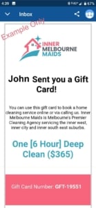 house cleaner gift card preview email