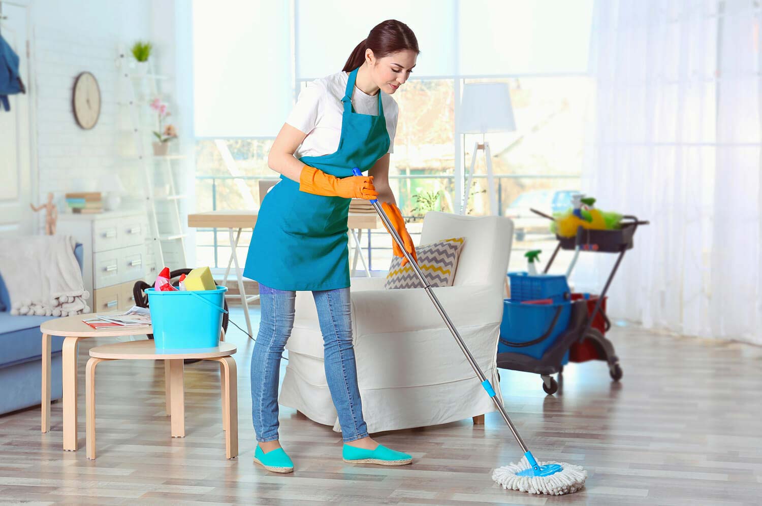 Cleaner Mopping Floors